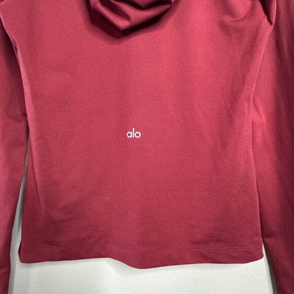 ALO YOGA Alosoft Hooded Runner Top Womens M Medium Cranberry Long Sleeve Hoodie - Picture 5 of 13